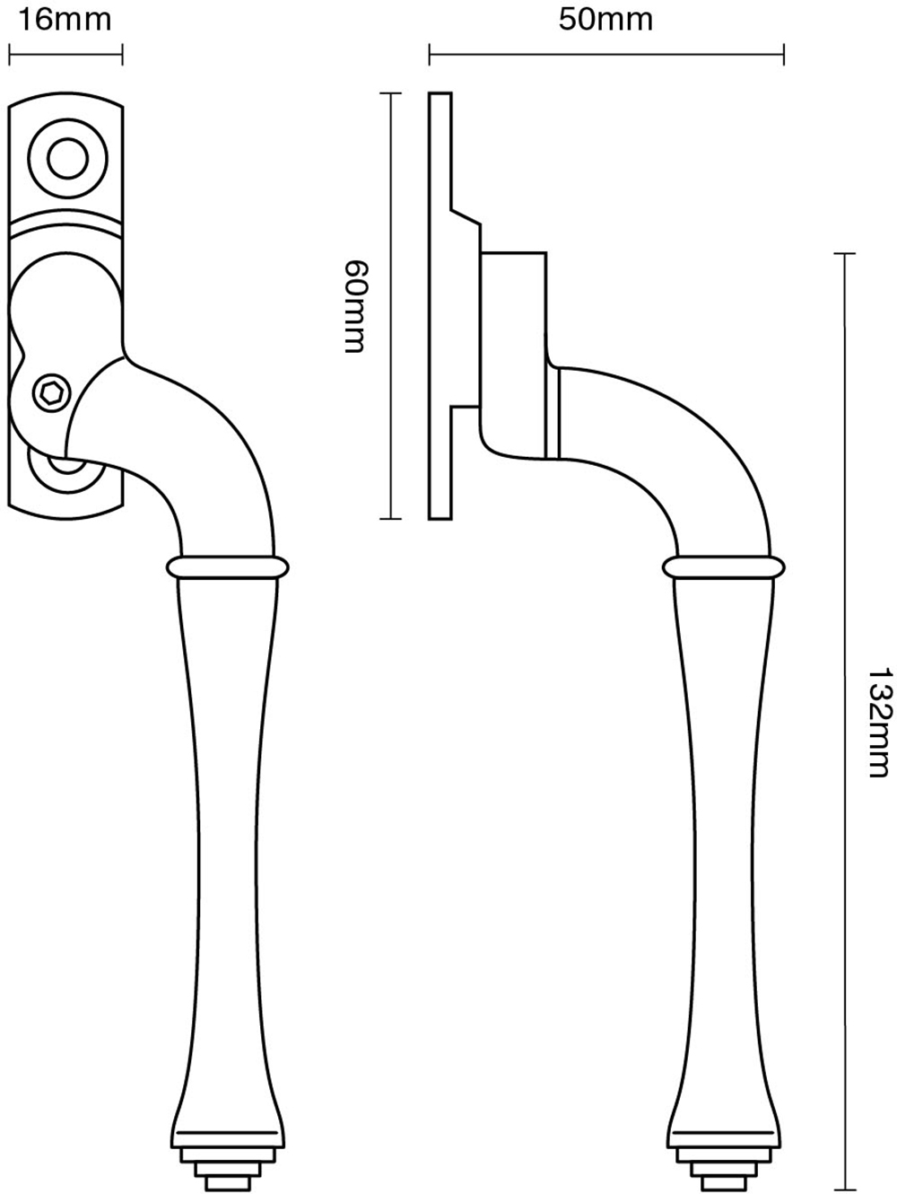 Lockable Fairmont Window Espagnolette Handle – Narrow Style